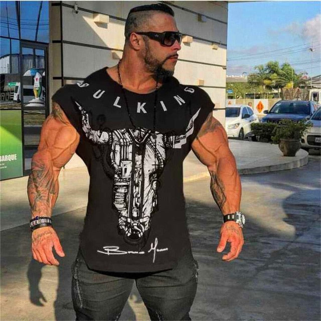 HETUAF 2019 new brand clothing gym tight T-shirt muscle fitness brother men's fitness T-shirt men's fitness summer top