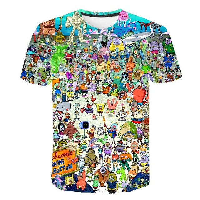 Simpson Snoopy and other animation printing T-shirts with round collar and short sleeves in summer