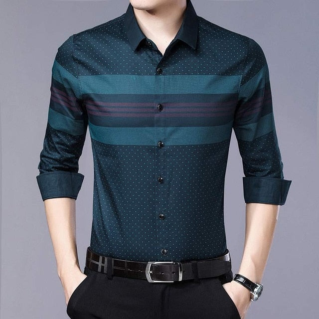 2019 social long sleeve striped designer shirts men slim fit vintage fashions men's shirt man dress jersey casual clothing 36780