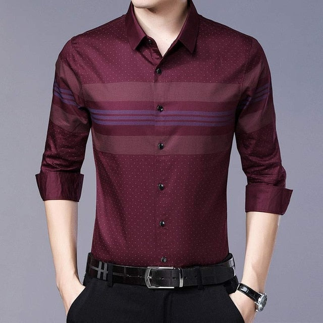 2019 social long sleeve striped designer shirts men slim fit vintage fashions men's shirt man dress jersey casual clothing 36780