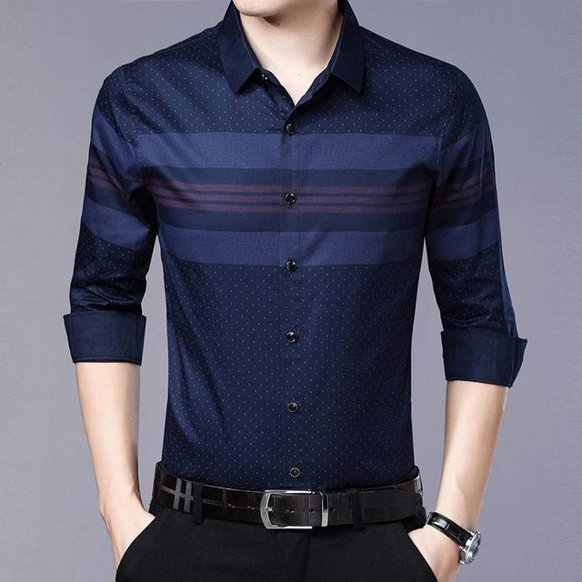 2019 social long sleeve striped designer shirts men slim fit vintage fashions men's shirt man dress jersey casual clothing 36780