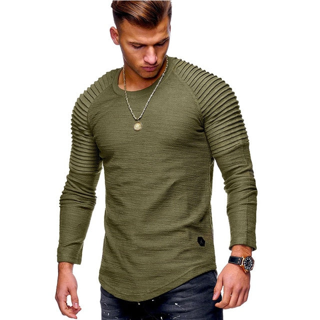 Men personality trend casual men's T-shirt black white T-shirt 2019 spring new fashion O-neck slim long-sleeved T-shirt top 3XL