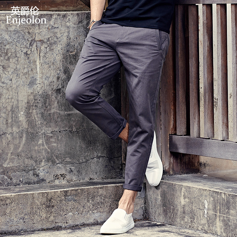 Enjeolon Brand Long Trousers Pants Male Pencil Solid Casual Pants Men Top Quality Clothing Male Pants Causal Clothes K6226