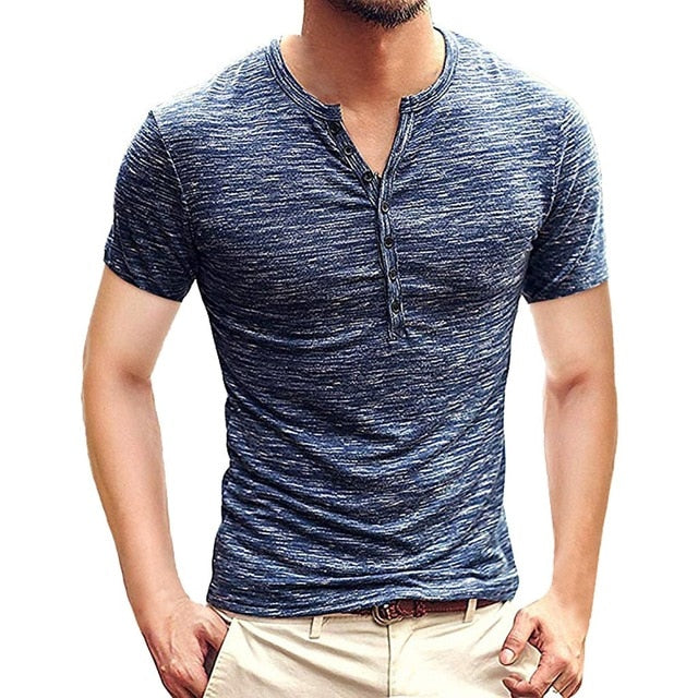 2019 new style T shirt hot sales Men's Summer New Pure Button Short Sleeves Comfortable Fashion Blouse Top high quality