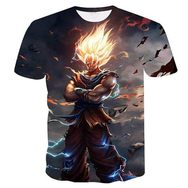 New Dragon Ball Z T-shirts Men's Summer 3D Print Super Saiyan Son Goku Black Vegeta Battle Dragonball Casual T Shirt Tops Tee