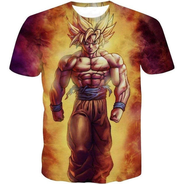 New Dragon Ball Z T-shirts Men's Summer 3D Print Super Saiyan Son Goku Black Vegeta Battle Dragonball Casual T Shirt Tops Tee