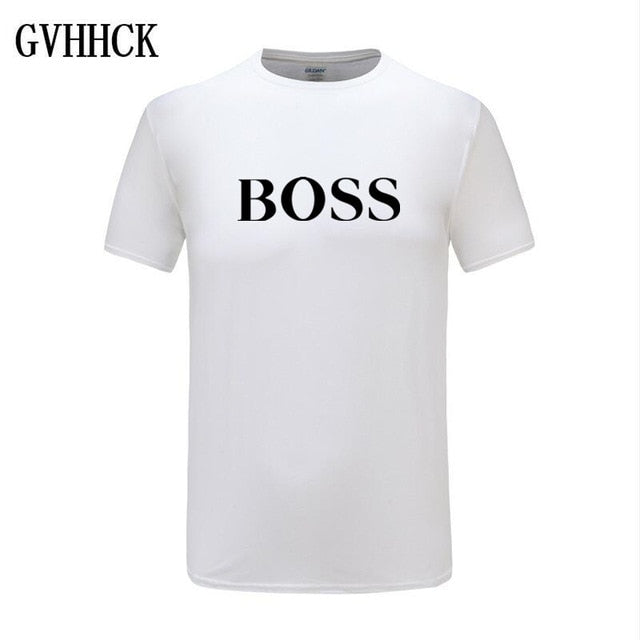 Free shipping T Shirt Mens 100% cotton NEW T-shirts BIG BOSS letter print Tee Short Sleeve High Quality Boy Tshirt TOPS boyfrie