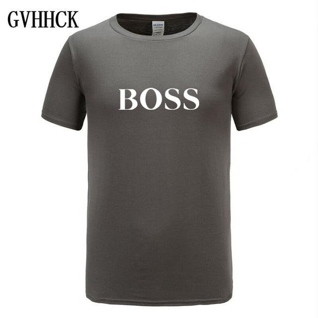 Free shipping T Shirt Mens 100% cotton NEW T-shirts BIG BOSS letter print Tee Short Sleeve High Quality Boy Tshirt TOPS boyfrie