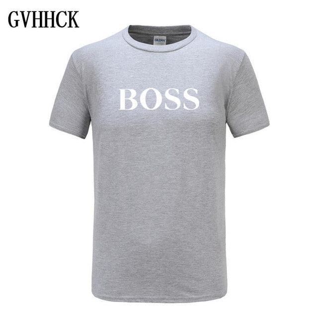 Free shipping T Shirt Mens 100% cotton NEW T-shirts BIG BOSS letter print Tee Short Sleeve High Quality Boy Tshirt TOPS boyfrie