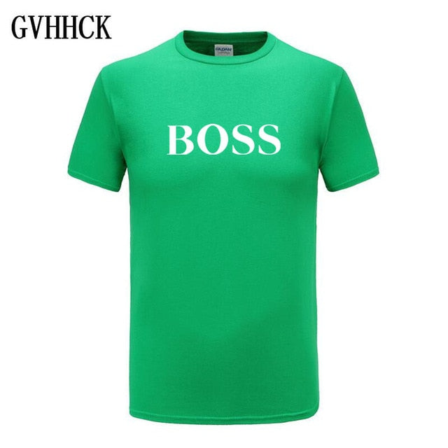 Free shipping T Shirt Mens 100% cotton NEW T-shirts BIG BOSS letter print Tee Short Sleeve High Quality Boy Tshirt TOPS boyfrie