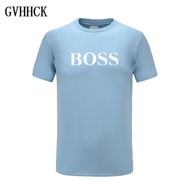 Free shipping T Shirt Mens 100% cotton NEW T-shirts BIG BOSS letter print Tee Short Sleeve High Quality Boy Tshirt TOPS boyfrie