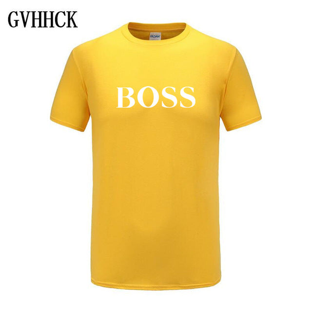 Free shipping T Shirt Mens 100% cotton NEW T-shirts BIG BOSS letter print Tee Short Sleeve High Quality Boy Tshirt TOPS boyfrie