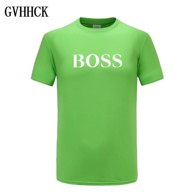 Free shipping T Shirt Mens 100% cotton NEW T-shirts BIG BOSS letter print Tee Short Sleeve High Quality Boy Tshirt TOPS boyfrie