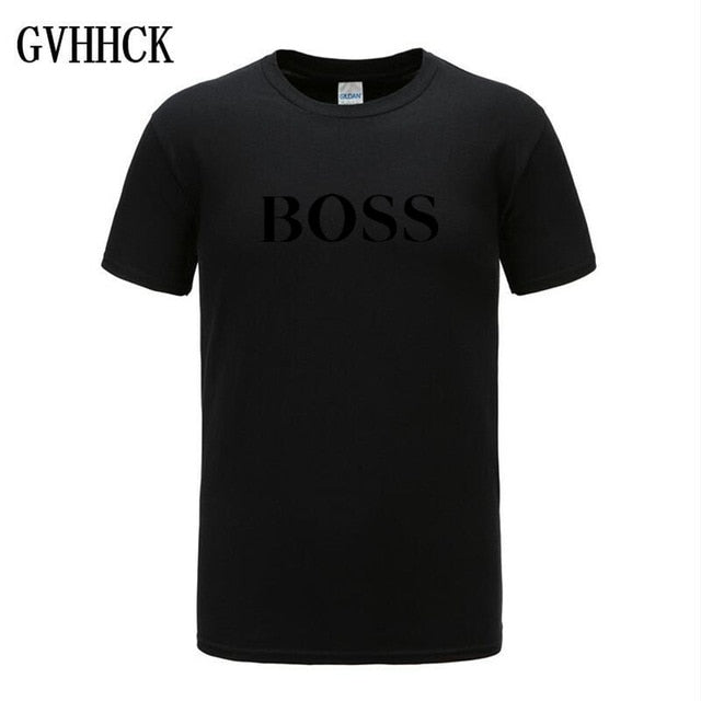 Free shipping T Shirt Mens 100% cotton NEW T-shirts BIG BOSS letter print Tee Short Sleeve High Quality Boy Tshirt TOPS boyfrie