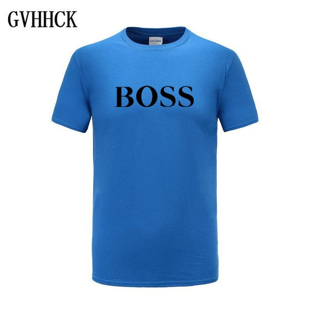 Free shipping T Shirt Mens 100% cotton NEW T-shirts BIG BOSS letter print Tee Short Sleeve High Quality Boy Tshirt TOPS boyfrie