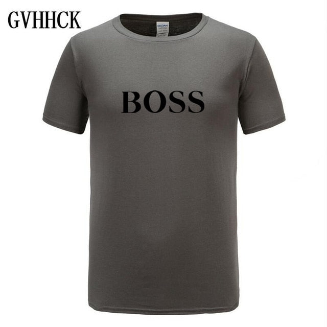 Free shipping T Shirt Mens 100% cotton NEW T-shirts BIG BOSS letter print Tee Short Sleeve High Quality Boy Tshirt TOPS boyfrie