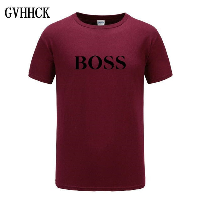 Free shipping T Shirt Mens 100% cotton NEW T-shirts BIG BOSS letter print Tee Short Sleeve High Quality Boy Tshirt TOPS boyfrie