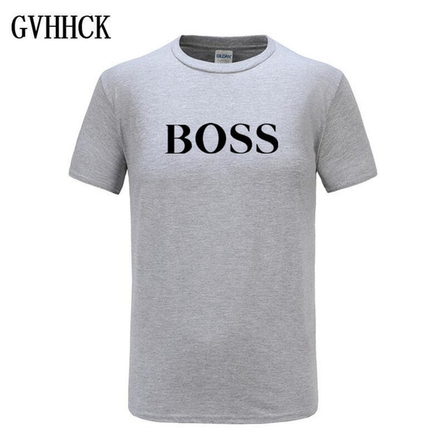 Free shipping T Shirt Mens 100% cotton NEW T-shirts BIG BOSS letter print Tee Short Sleeve High Quality Boy Tshirt TOPS boyfrie