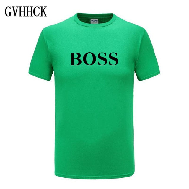 Free shipping T Shirt Mens 100% cotton NEW T-shirts BIG BOSS letter print Tee Short Sleeve High Quality Boy Tshirt TOPS boyfrie