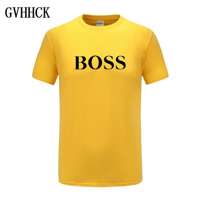 Free shipping T Shirt Mens 100% cotton NEW T-shirts BIG BOSS letter print Tee Short Sleeve High Quality Boy Tshirt TOPS boyfrie