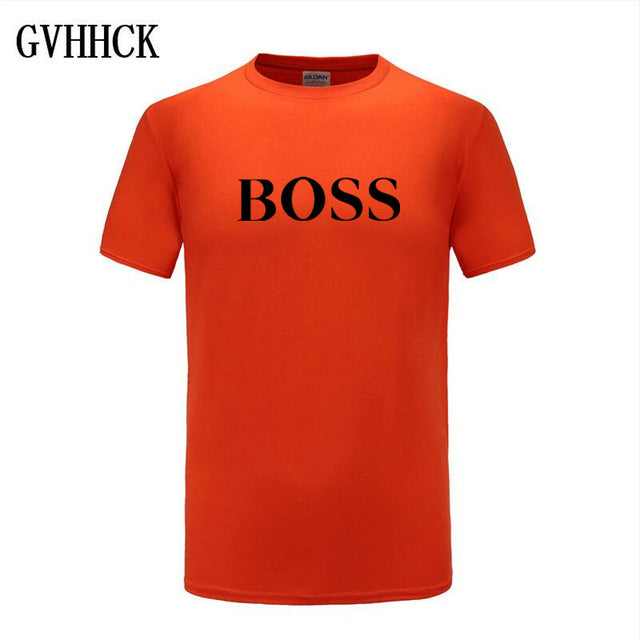 Free shipping T Shirt Mens 100% cotton NEW T-shirts BIG BOSS letter print Tee Short Sleeve High Quality Boy Tshirt TOPS boyfrie