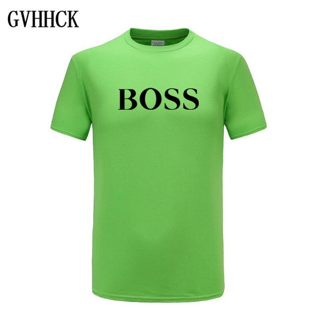 Free shipping T Shirt Mens 100% cotton NEW T-shirts BIG BOSS letter print Tee Short Sleeve High Quality Boy Tshirt TOPS boyfrie