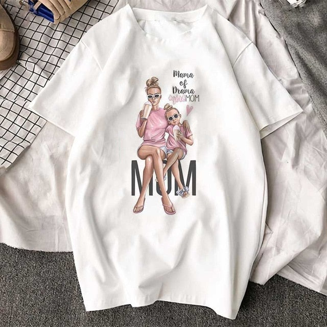 Korean Fashion Clothing 2019 New Arrival T Shirt Tee Shirt Super Mom Female T-shirt Mother's Harajuku Kawaii White Tshirt Women