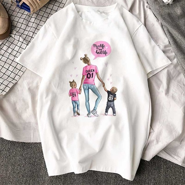 Korean Fashion Clothing 2019 New Arrival T Shirt Tee Shirt Super Mom Female T-shirt Mother's Harajuku Kawaii White Tshirt Women