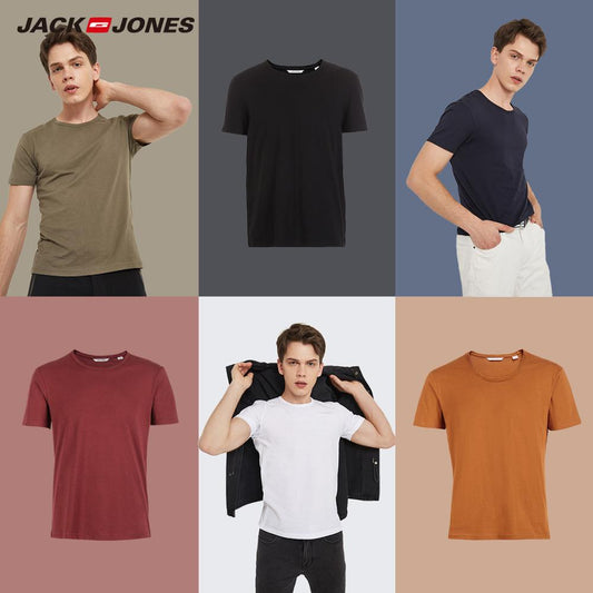 JackJones 2019 Brand New Men's Cotton T shirt Solid Colors T-Shirt Top Fashion tshirt men's Tee More Colors 3XL 2181T4517