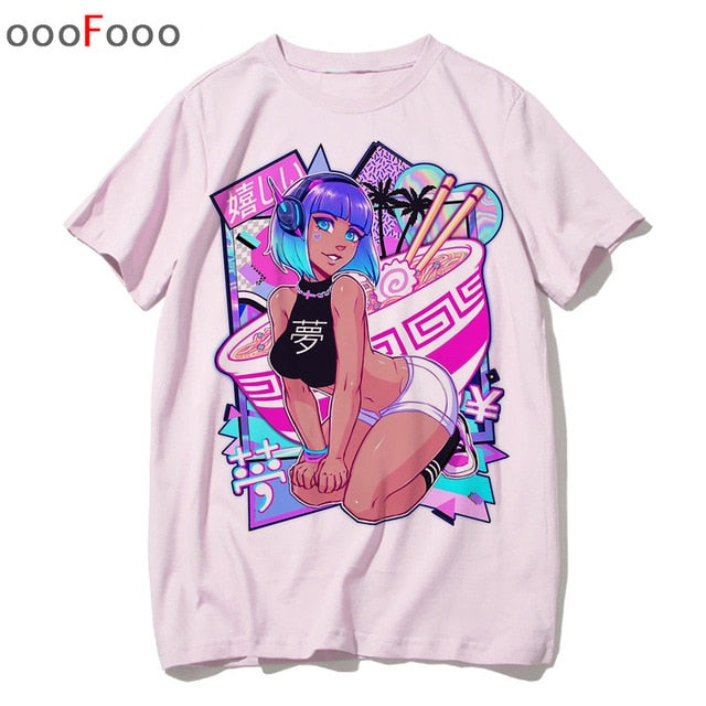 vaporwave T Shirt Harajuk Tops t-shirt Sad Girl Retro Anime Men aesthetic Fashion Japanese male/women Tee Shirt sexy tshirt