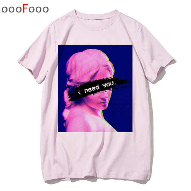 vaporwave T Shirt Harajuk Tops t-shirt Sad Girl Retro Anime Men aesthetic Fashion Japanese male/women Tee Shirt sexy tshirt