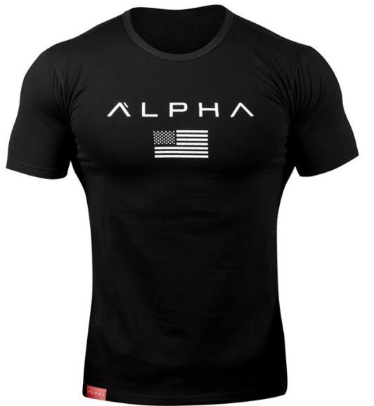 2019 Brand Clothing Gyms t-shirt ALPHA Fitness T-shirt Short sleeve Men Fashion Crossfit Top Tees Multiple Colors Choose