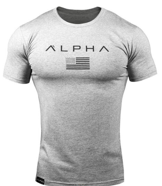 2019 Brand Clothing Gyms t-shirt ALPHA Fitness T-shirt Short sleeve Men Fashion Crossfit Top Tees Multiple Colors Choose