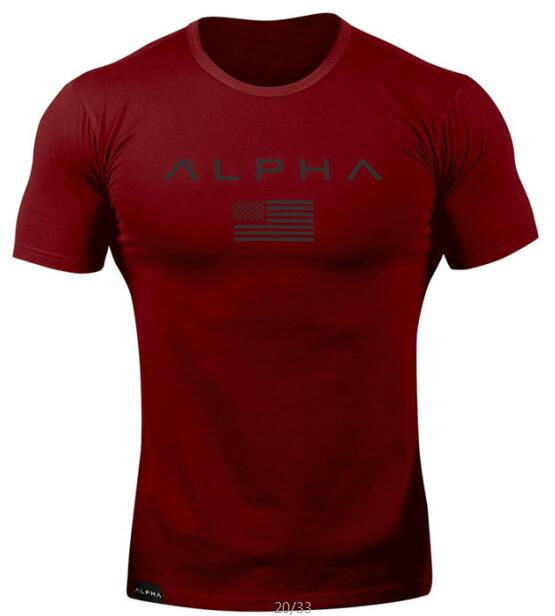 2019 Brand Clothing Gyms t-shirt ALPHA Fitness T-shirt Short sleeve Men Fashion Crossfit Top Tees Multiple Colors Choose