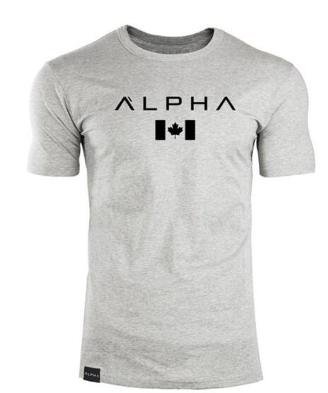 2019 Brand Clothing Gyms t-shirt ALPHA Fitness T-shirt Short sleeve Men Fashion Crossfit Top Tees Multiple Colors Choose