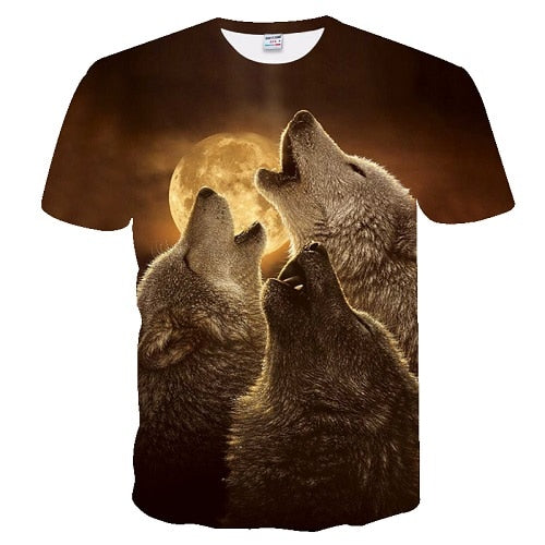 2019 Men's New Summer Personalized T-Shirt Wolf Print T-Shirt 3D Men's T-Shirt Novelty Animal Tops T-Shirt Men's Short Sleeve