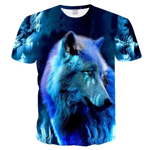 2019 Men's New Summer Personalized T-Shirt Wolf Print T-Shirt 3D Men's T-Shirt Novelty Animal Tops T-Shirt Men's Short Sleeve