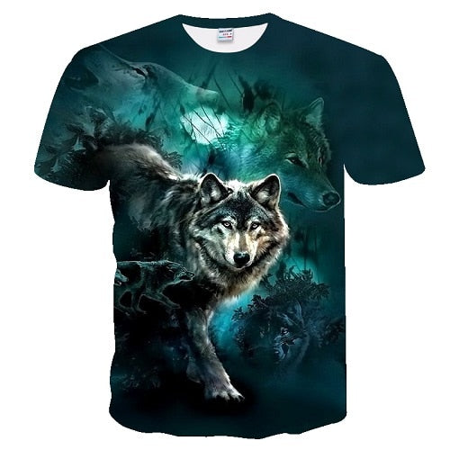 2019 Men's New Summer Personalized T-Shirt Wolf Print T-Shirt 3D Men's T-Shirt Novelty Animal Tops T-Shirt Men's Short Sleeve