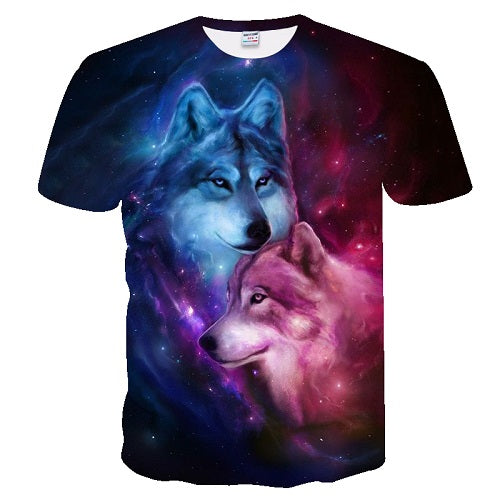 2019 Men's New Summer Personalized T-Shirt Wolf Print T-Shirt 3D Men's T-Shirt Novelty Animal Tops T-Shirt Men's Short Sleeve