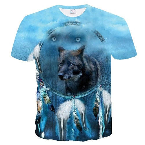 2019 Men's New Summer Personalized T-Shirt Wolf Print T-Shirt 3D Men's T-Shirt Novelty Animal Tops T-Shirt Men's Short Sleeve