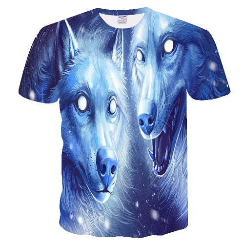 2019 Men's New Summer Personalized T-Shirt Wolf Print T-Shirt 3D Men's T-Shirt Novelty Animal Tops T-Shirt Men's Short Sleeve