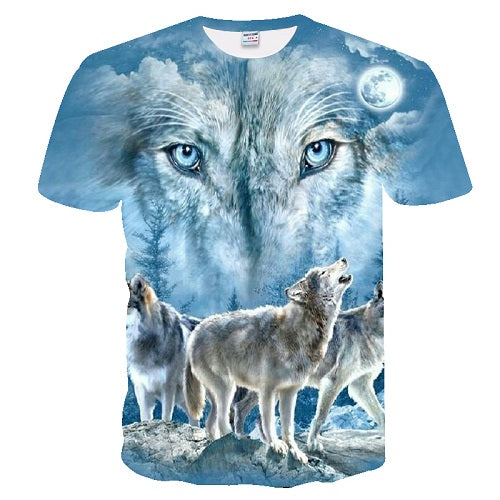 2019 Men's New Summer Personalized T-Shirt Wolf Print T-Shirt 3D Men's T-Shirt Novelty Animal Tops T-Shirt Men's Short Sleeve