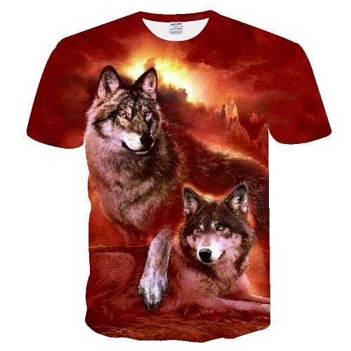 2019 Men's New Summer Personalized T-Shirt Wolf Print T-Shirt 3D Men's T-Shirt Novelty Animal Tops T-Shirt Men's Short Sleeve