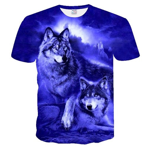 2019 Men's New Summer Personalized T-Shirt Wolf Print T-Shirt 3D Men's T-Shirt Novelty Animal Tops T-Shirt Men's Short Sleeve