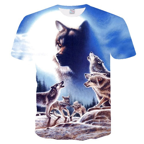 2019 Men's New Summer Personalized T-Shirt Wolf Print T-Shirt 3D Men's T-Shirt Novelty Animal Tops T-Shirt Men's Short Sleeve