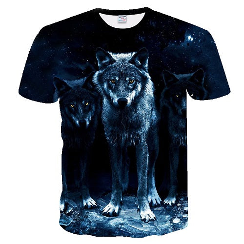 2019 Men's New Summer Personalized T-Shirt Wolf Print T-Shirt 3D Men's T-Shirt Novelty Animal Tops T-Shirt Men's Short Sleeve