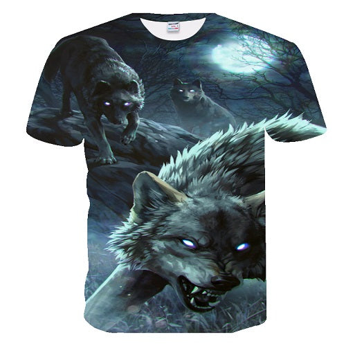 2019 Men's New Summer Personalized T-Shirt Wolf Print T-Shirt 3D Men's T-Shirt Novelty Animal Tops T-Shirt Men's Short Sleeve