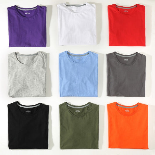 Free Ship T-Shirts Men Women 100% Cotton Summer Short Solid Male Female Basic Tshirts Plain Round Neck Plus Size 5XL Tees shirt