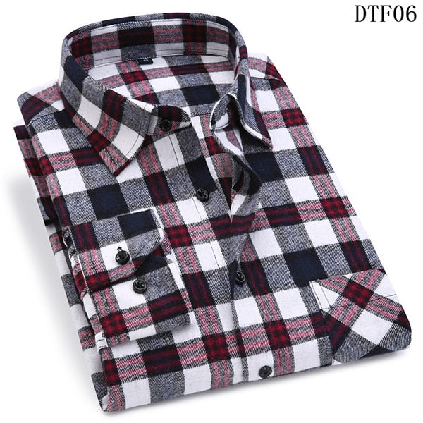 Men Flannel Plaid Shirt 100% Cotton 2019 Spring Autumn Casual Long Sleeve Shirt Soft Comfort Slim Fit Styles Brand Man Plus Size