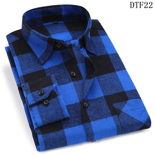 Men Flannel Plaid Shirt 100% Cotton 2019 Spring Autumn Casual Long Sleeve Shirt Soft Comfort Slim Fit Styles Brand Man Plus Size